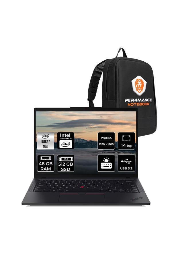 LENOVO ThinkPad T14 G5 Ultra7 155U 48GB 512GB SSD 14'' WUXGA FDOS 4G LTE Dizüstü Bilgisayar & Laptop & Çanta - Image 1
