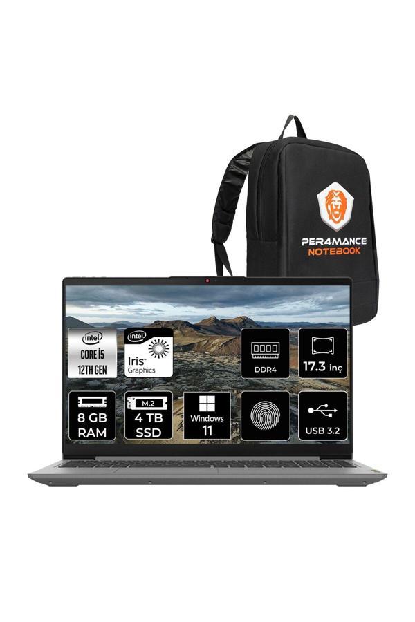 LENOVO IdeaPad 3 17IAU7 i5-1235U 8GB 4TB SSD 17.3" FHD W11P Taşınabilir Bilgisayar & PER4 Çanta - Image 1