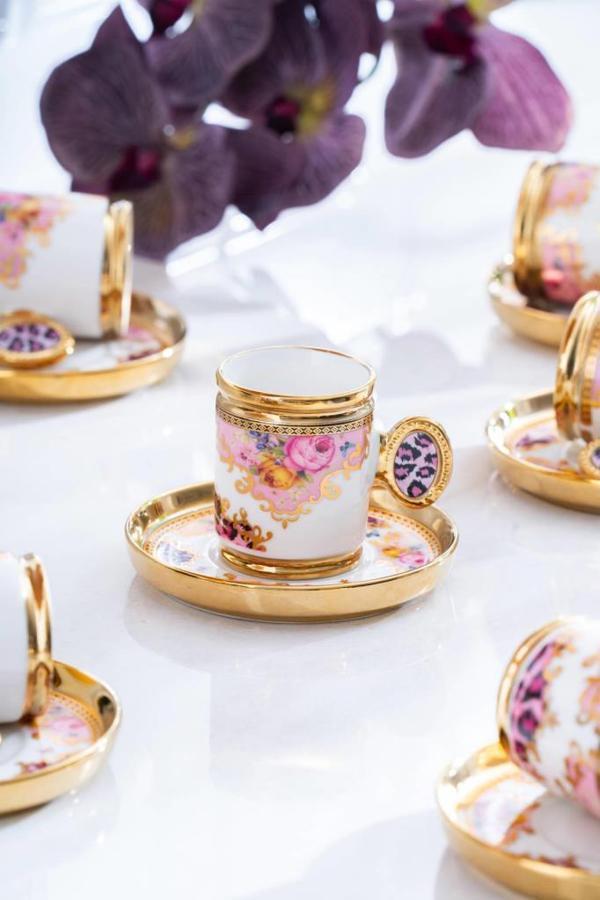 Acar Caviar Pembe 6'lı Kahve Fincan Takımı SHP-07190 - Image 1