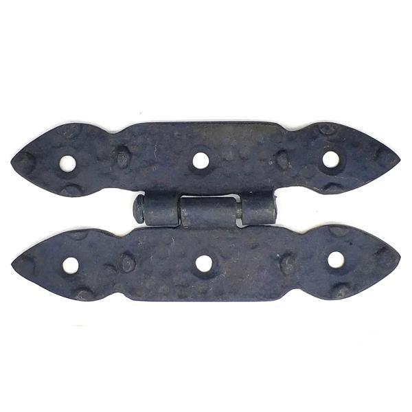 Antika Tarz Dekoratif Pirinç Düğmeli Menteşe - 117x57 Mm, Oksit - Image 1