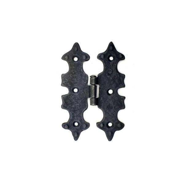 Antika Tarz Dekoratif Pirinç Lale Menteşe - 104x77 Mm, Oksit - Image 1