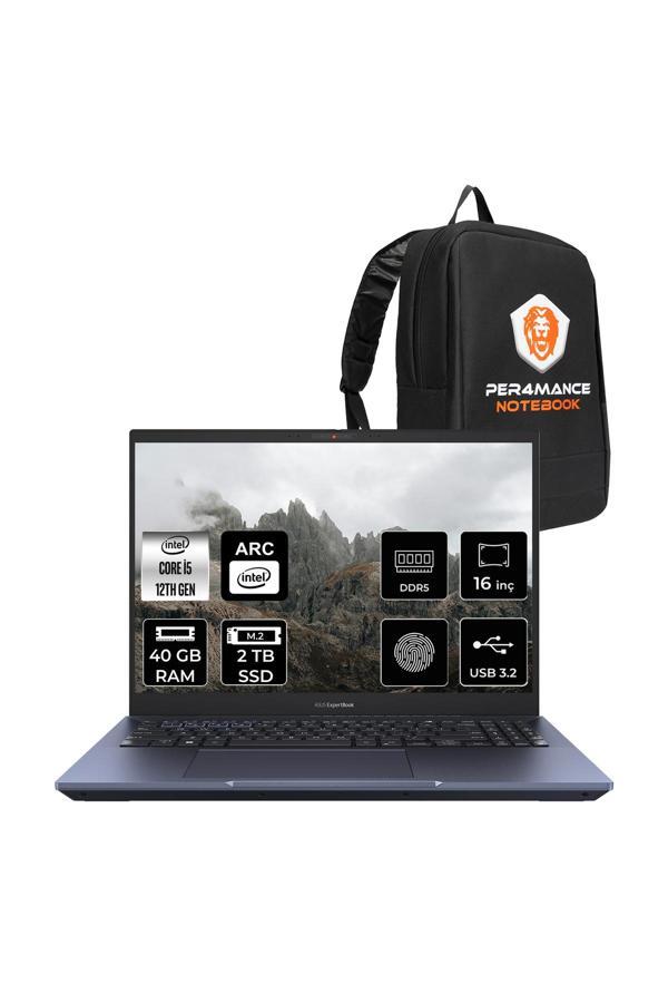 ASUS Expertbook B5 i5 1250P 40GB DDR5 2TB SSD Arc A350M/4GB 16" 4K OLED FDOS Dizüstü Bilgisayar & Laptop - Image 1