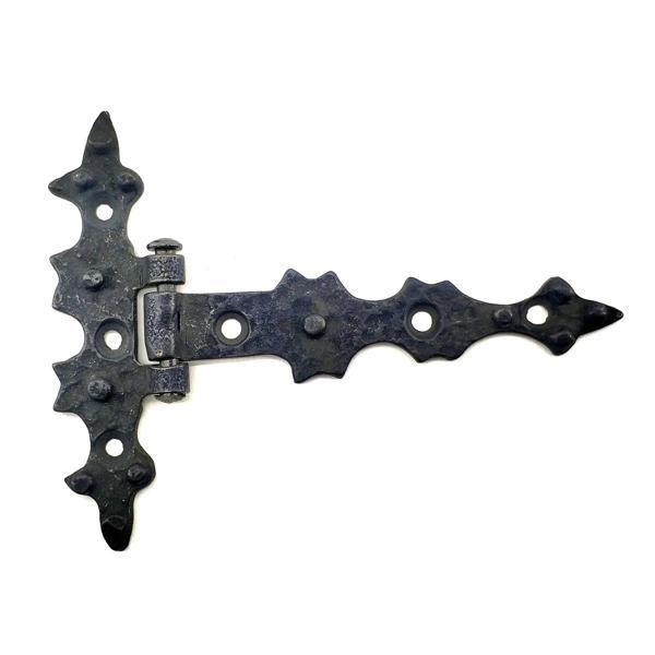 Antika Tarz Dekoratif Pirinç Yıldız Kuyruklu Menteşe - 85x110 Mm, Oksit - Image 1