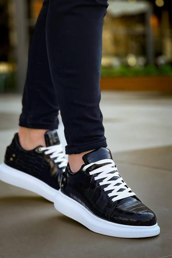 KB047  Kuback SİYAH Crocodile Günlük Erkek  Ayakkabı - Image 1