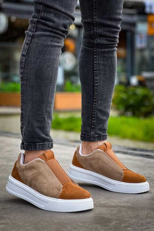 KB-007  Kuback  Vizon Taba Yüksek Taban Tek Bant Bağcıksız Günlük Erkek Ayakkabı - Image 1