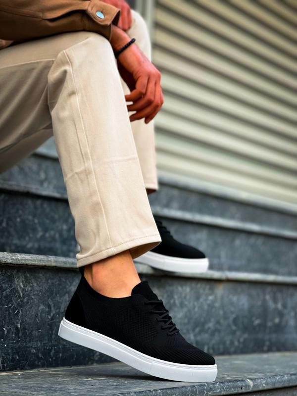 KB-101 Kuback Siyah Triko Bağcıklı Günlük Erkek Ayakkabı - Image 1