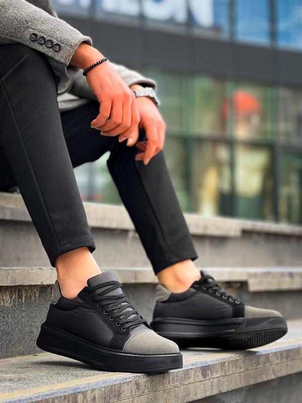 KB-X46 Kuback Siyah Gri Yüksek Siyah Taban Günlük Spor Ayakkabı - Image 1