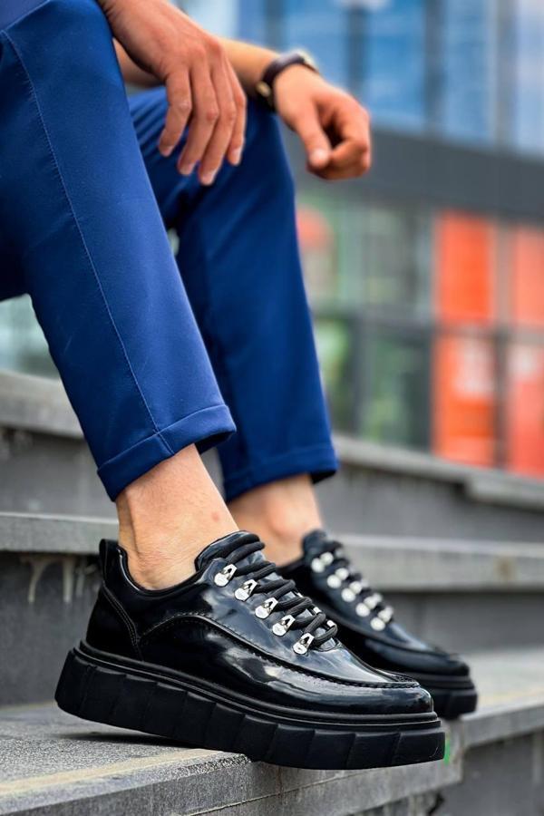 KB-X10 Kuback Siyah Rugan Siyah Yüksek Taban Günlük Spor Ayakkabı - Image 1