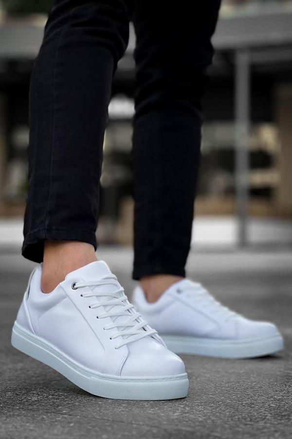 KB-BX1  Kuback Beyaz Cilt Yüksek Beyaz Taban Günlük Erkek Ayakkabı - Image 1