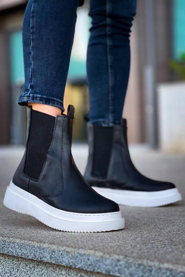 KB-0992  Kuback Siyah Cilt  Yüksek Taban  Lastikli Erkek Bot - Image 1