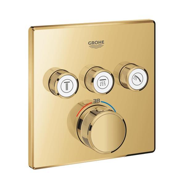 Grohe SmartControl Akış Kontrollü Ankastre Termostatik Banyo Bataryası (3 Yollu, Sıva Üstü Grubu), Altın - 29126GL0 - Image 1