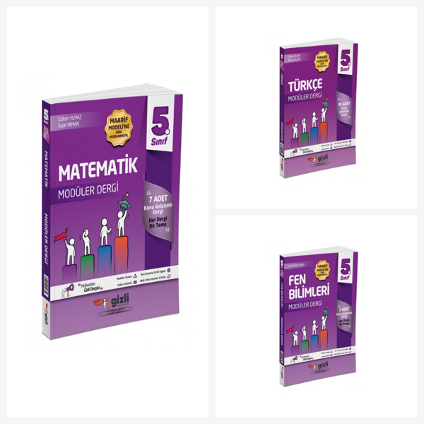 Gizli 5. Sınıf Matematik + Türkçe + Fen Bilimleri Müfredatın Gizli Dergisi Seti Gizli Yayınları - Gizli Yayınları - Image 1