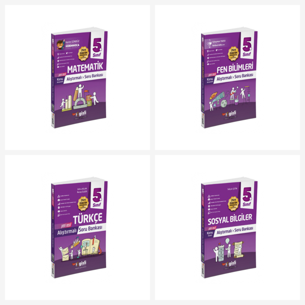 Gizli 5. Sınıf Tüm Dersler Alıştırmalı Soru Bankası Seti 4 Kitap Gizli Yayınları - Gizli Yayınları - Image 1