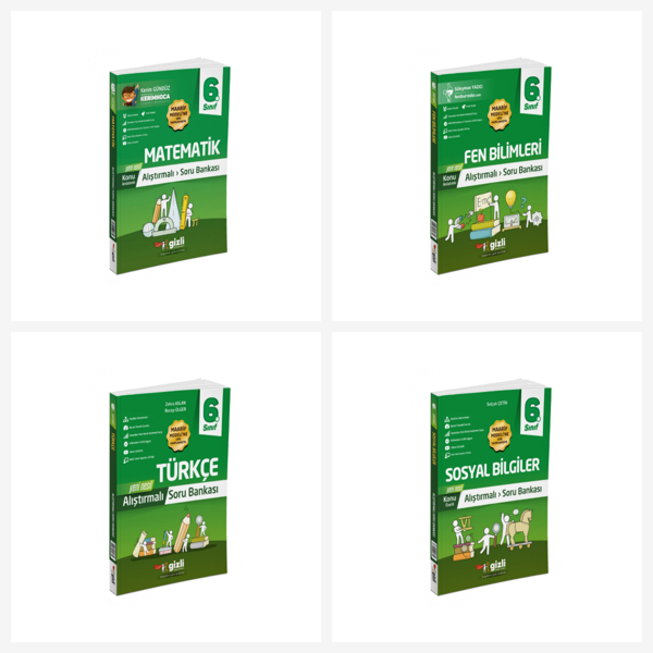 Gizli 6.Sınıf Tüm Dersler Alıştırmalı Soru Bankası Seti 4 Kitap Gizli Yayınları - Gizli Yayınları - Image 1