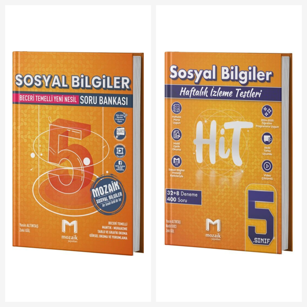 Mozaik 5. Sınıf Sosyal Bilgiler Soru Bankası + Hit Deneme Seti Mozaik Yayınları - Mozaik Yayınları - Image 1