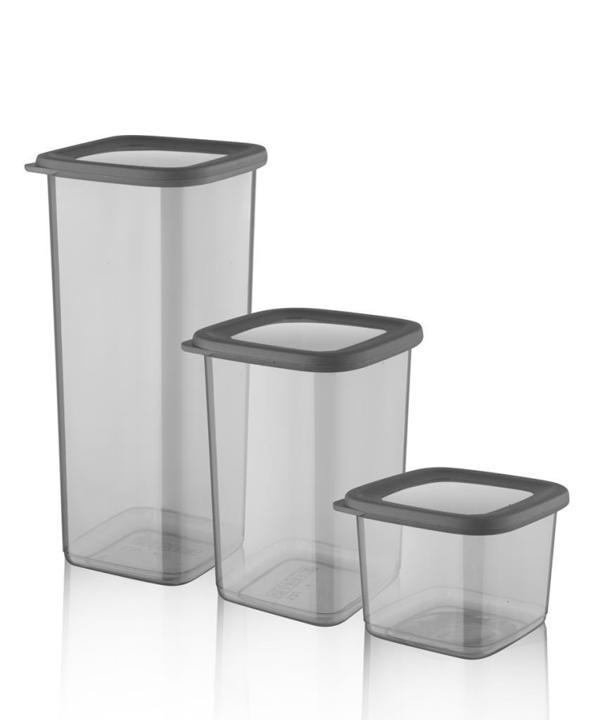 Omnipazar SY-2735 Fresca Kare Erzak Saklama Kabı Silikon Kapak 3'lü Set  - Image 1