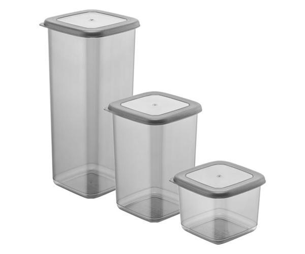 Omnipazar SY-2734 Fresca Kare Erzak Saklama Kabı Sert Kapak 3'lü Set  - Image 1