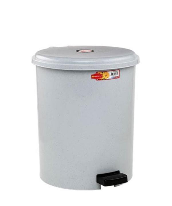 Omnipazar SY-4219 Gri Pedallı Yuvarlak Çöp Kovası İç Kovalı 40 Litre - Image 1