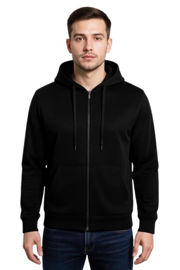 Erkek Kapüşonlu Fermuarlı Siyah Sweatshirt BGL-ST04790 - Image 1