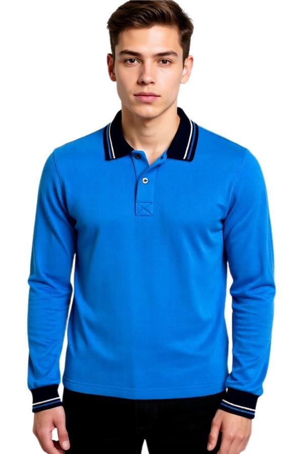 Kolej Polo Yaka Selanik Sweat Turkuaz IMHS-S-M - Image 1