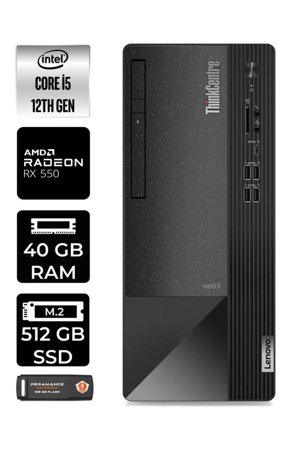 LENOVO Neo 50T i5 12400 40GB RAM 512GB SSD RX550/4GB FDOS 11SE00MJTX MASAÜSTÜ PC & PER4 BELLEK - Image 1