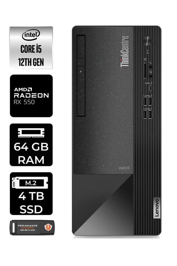 LENOVO Neo 50T i5 12400 64GB RAM 4TB SSD RX550/4GB FDOS 11SE00BPTX MASAÜSTÜ PC & PER4 BELLEK - Image 1