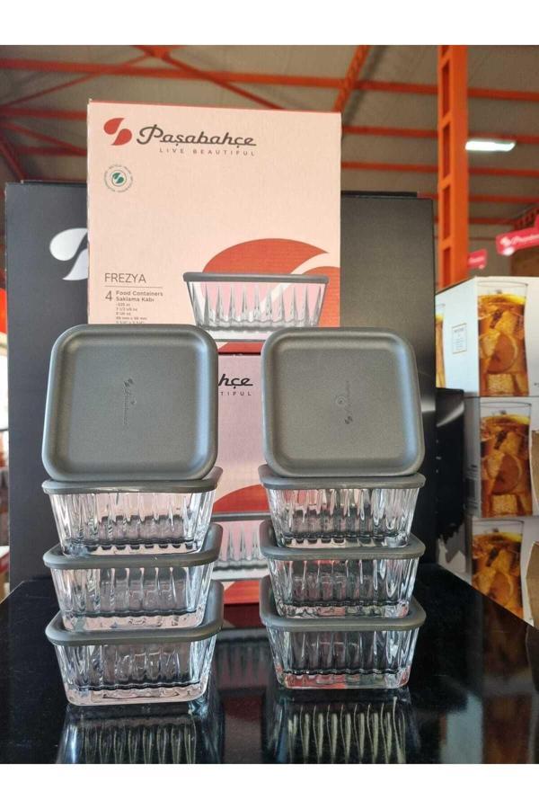 Paşabahçe freyza kapaklı cam saklama kabı 8 li kahvaltılık 530236 - Image 1