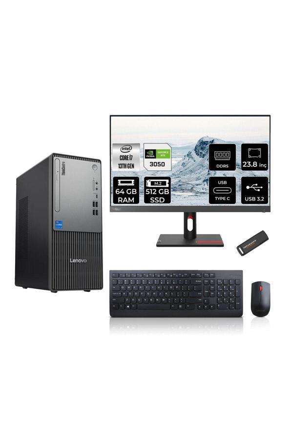 LENOVO ThinkCentre Neo 50T G5 i7 13700 64GB 512GB SSD RTX3050/6GB 23.8" FHD FDOS Masaüstü Bilgisayar - Image 1
