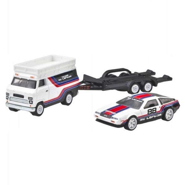 Nessiworld Hot Wheels Car Culture Team Transport DMC DeLorean & HW Rally Hauler Diecast Car - Image 1