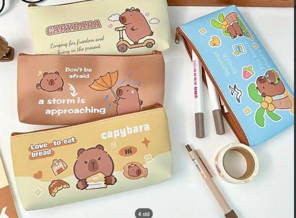 Capybara Kapibara Capibara Şirin Hayvan Tatlı Suni Deri Makyaj Çantası Kalemlik Kalem Kutusu - Image 1