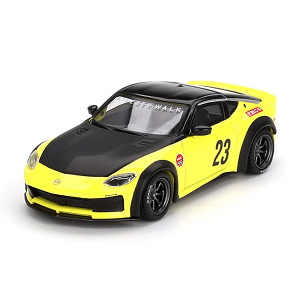 Nessiworld Mini GT 1/64 Nissan Z LB NATION WORKS Ikazuchi Yellow MGT00826 - Image 1