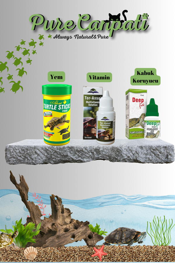PureCanpati Ahm Turtle Sticks Yem + Tor-Axsol Vitamin + DeepFix Kabuk Koruyucu Seti - Image 1