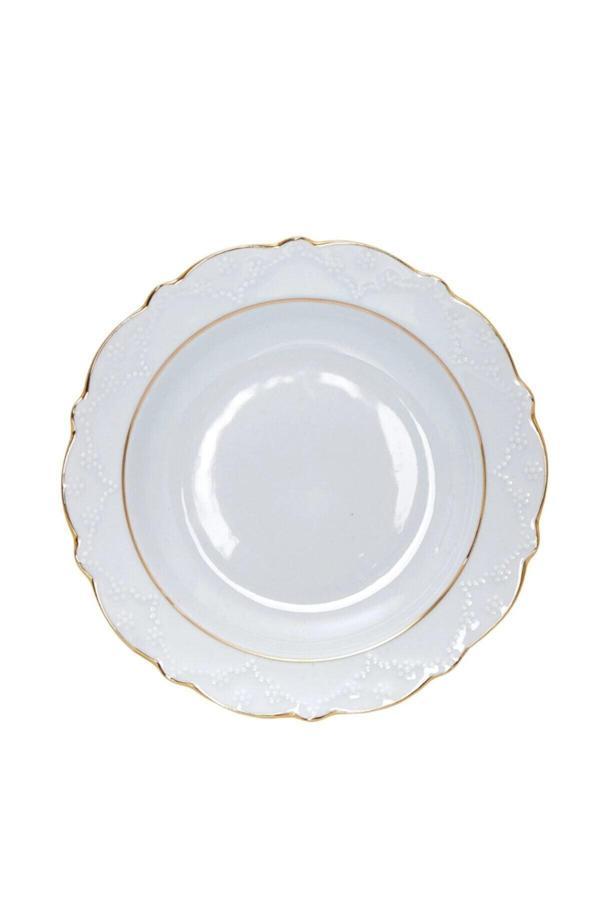 Porland Porselen Yemek Tabağı 2 Yaldızlı 19Cm 6Lı - Image 1