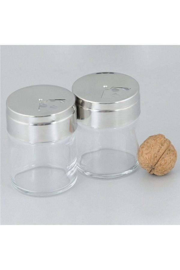 Paşabahçe 43880 Basic Metal Kapaklı 2'Li Cam Tuzluk - Image 1