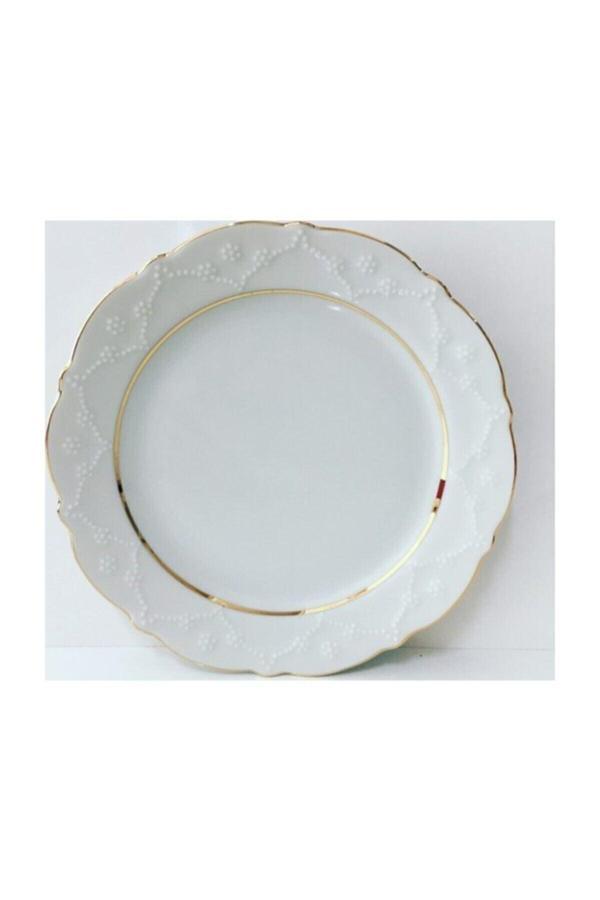 Porland Queen Altın Yaldız 25Cm Düz Servis Tabağı 6Lı - Image 1