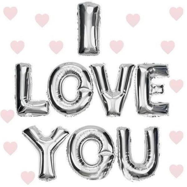 I Love You Folyo Balon Gümüş Renk 35 Cm - Image 1