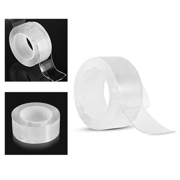 2 Metre X 3 Cm Şeffaf Güçlü Nano Çift Taraflı Silikon Jel Yapıştırıcı Bant - Image 1
