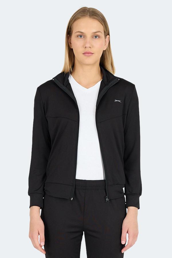 Slazenger REVOLT Kadın Dik Yaka Fermuarlı Siyah Sweatshirt - Image 1