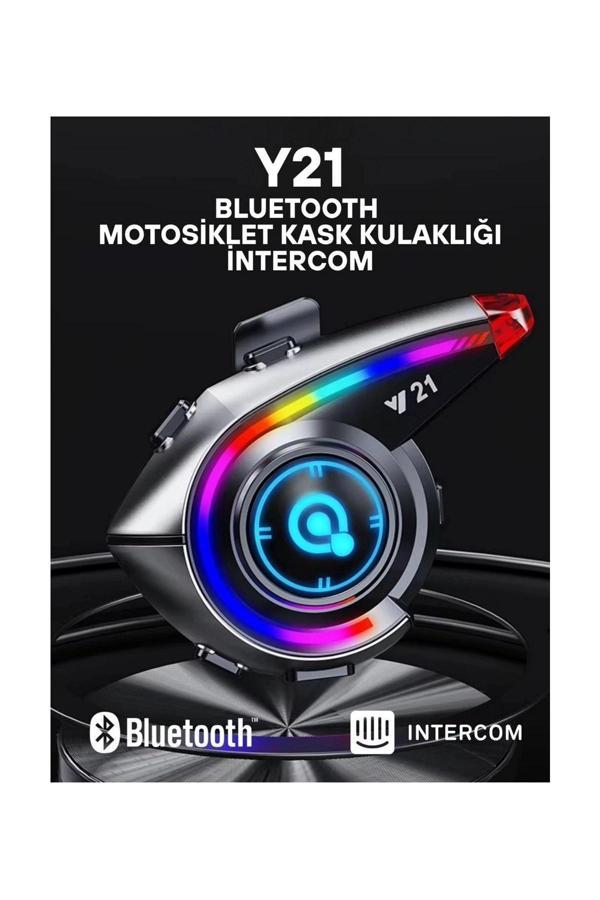 Y21 Rgb Işık Efektli Intercom Bluetooth Motosiklet Kask Kulaklığı Intercom Kulaklık - Image 1