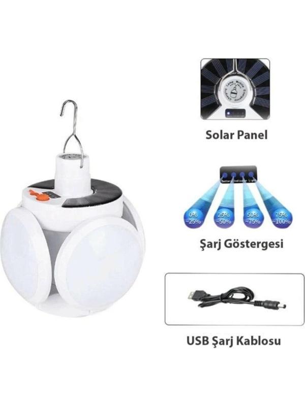 P-038 Solar Güneş Enerji Ve Usb Sarjli 5 Kanatlı - Image 1