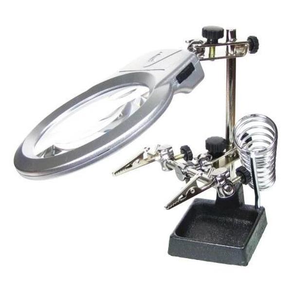 Ayarlanabilir Başlıklı Elektronikçi Yardım Lehim Standı Ile Ledli Büyüteç - Image 1