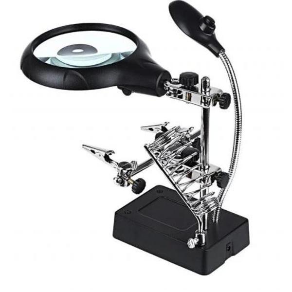 Masa Üstü Mandallı ,2.5x90mm, 7.5x34mm Mercekli ,adaptörlu Işıklı Büyüteç - Image 1