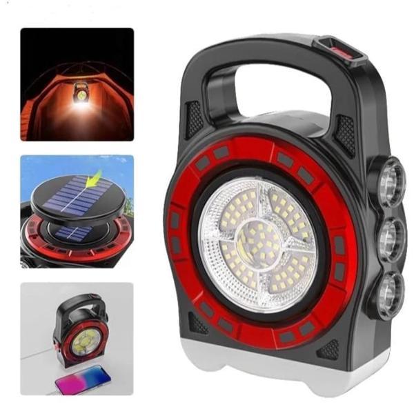 P-6678c Dış Mekan Solar Şarj Işığı Çok Fonksiyonlu Projektör Hazine Güçlü Işık El Feneri - Image 1
