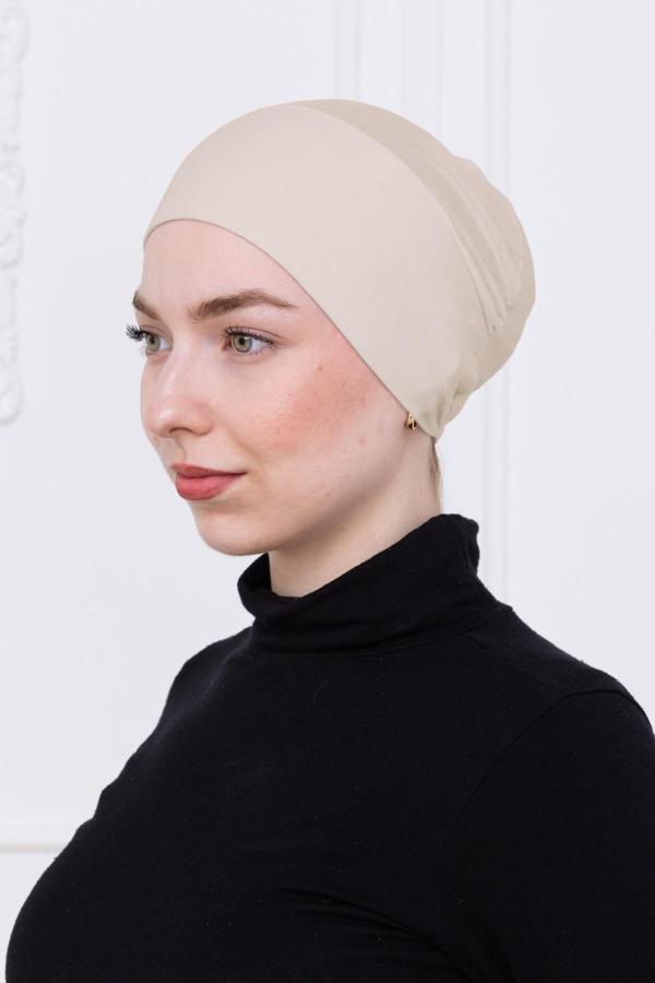 Loggia Geçmeli Bej Bone Önü Dikişsiz Kaymaz Lastikli Kadın Tesettür Pratik Geçme İç Bone - Image 1