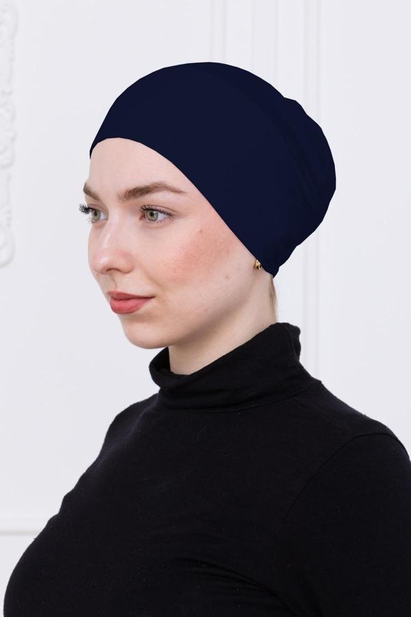 Loggia Geçmeli Lacivert Bone Önü Dikişsiz Kaymaz Lastikli Kadın Tesettür Pratik Geçme İç Bone - Image 1