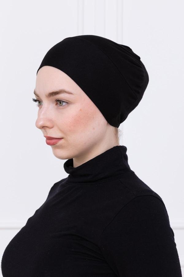 Loggia Geçmeli Siyah Bone Önü Dikişsiz Kaymaz Lastikli Kadın Tesettür Pratik Geçme İç Bone - Image 1