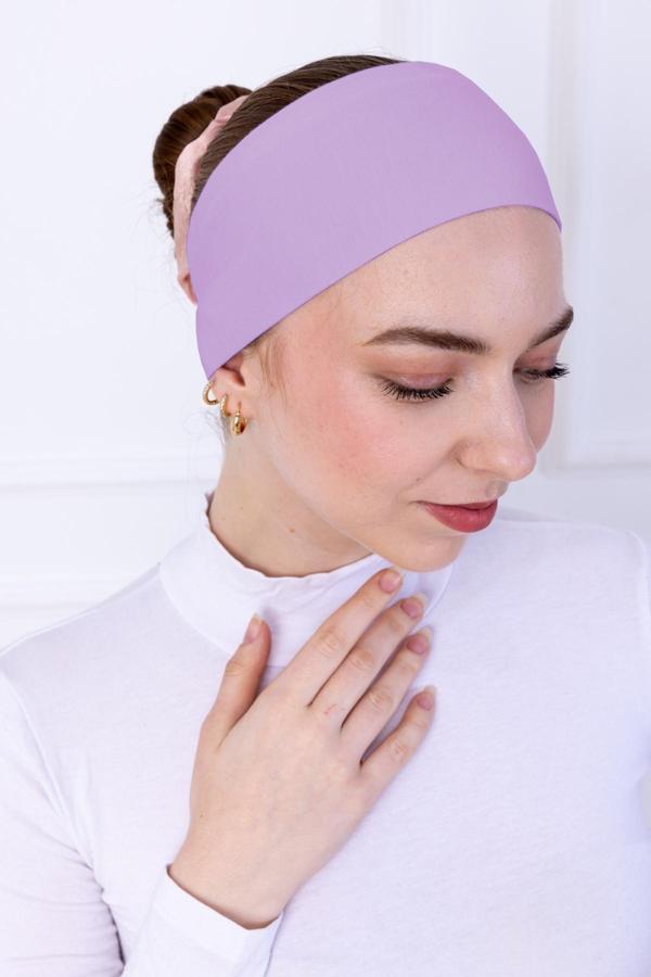 Loggia Kaymayan Silikonlu Bandana Bone Lila - Kadın Tesettür Dikişsiz Kaymaz Geçme - Sportif Saç Bandı - Image 1
