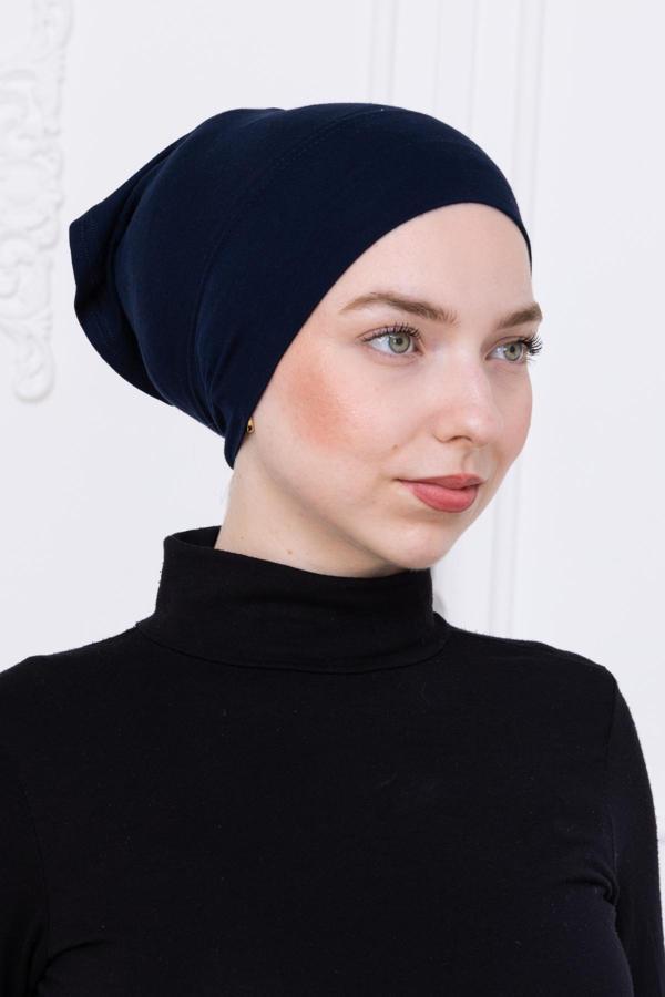 Loggia Pratik Boru Bone Lacivert Geçmeli - Kaymaz Önü Dikişsiz Kadın Tesettür Hazır İç Bone - Image 1