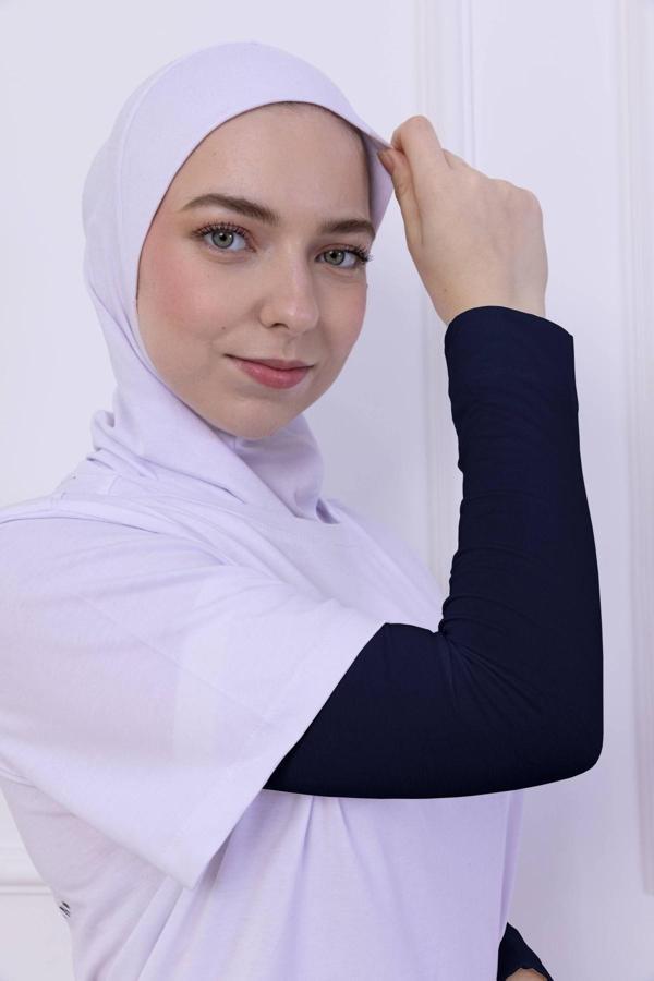 Loggia Likralı Penye Kolluk Lacivert - Pratik Kadın Tesettür Düz Namaz Kolluğu 1 Çift 40Cm Viskon Hijab - Image 1