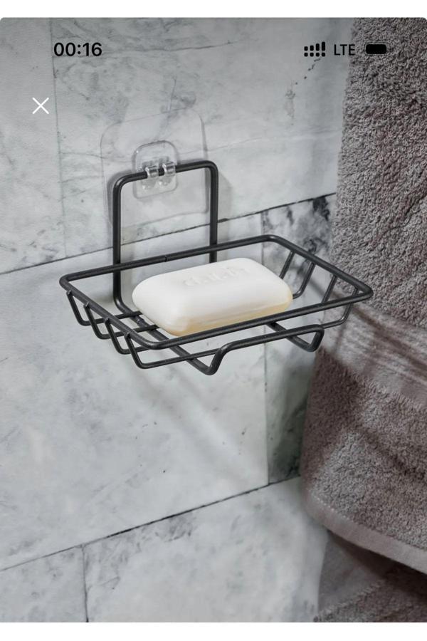 Metanova Süper Güçlü Yapışkanlı Siyah Metal Katı Sabunluk/Sabun Tutucu Sabunluk - Image 1